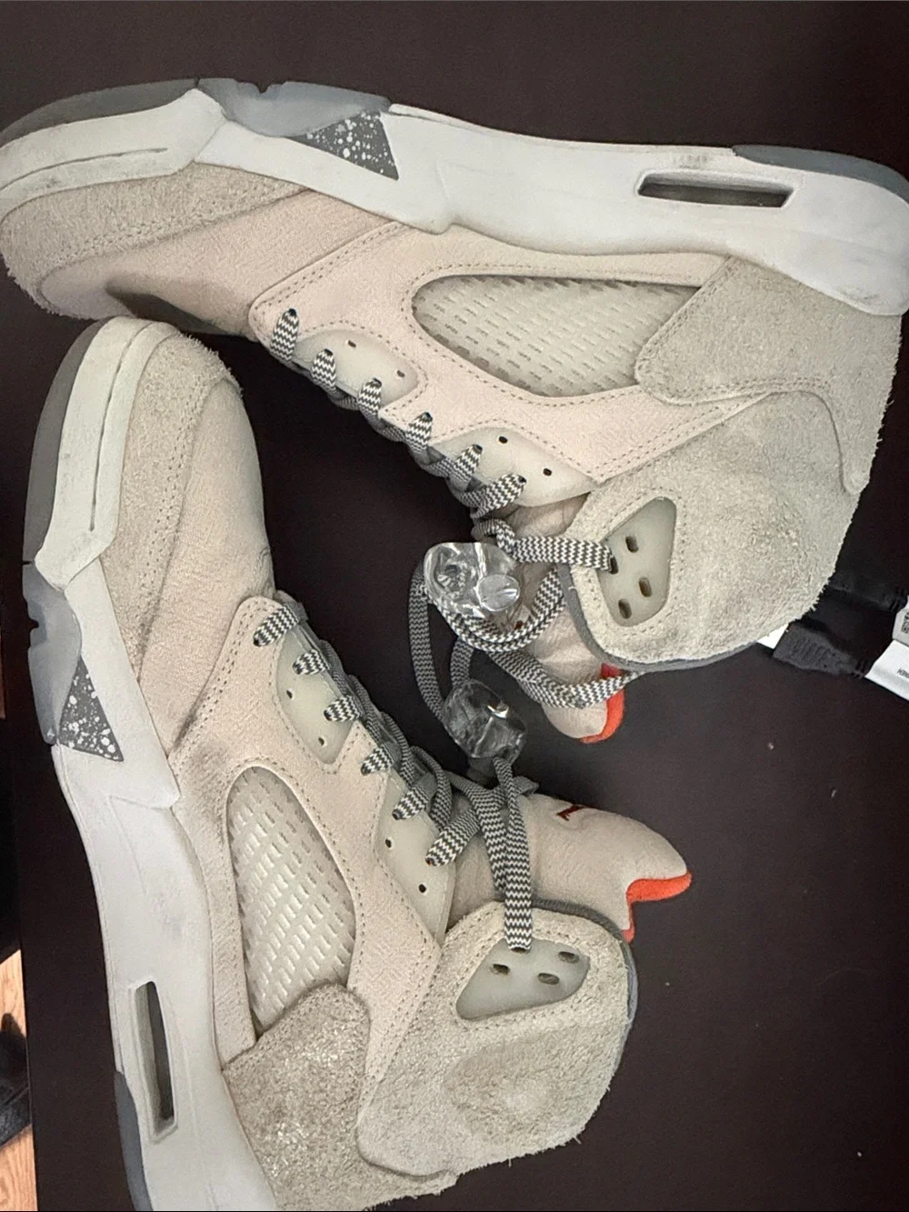 Jordan High-Top Sneakers in Beige with Orange Trim